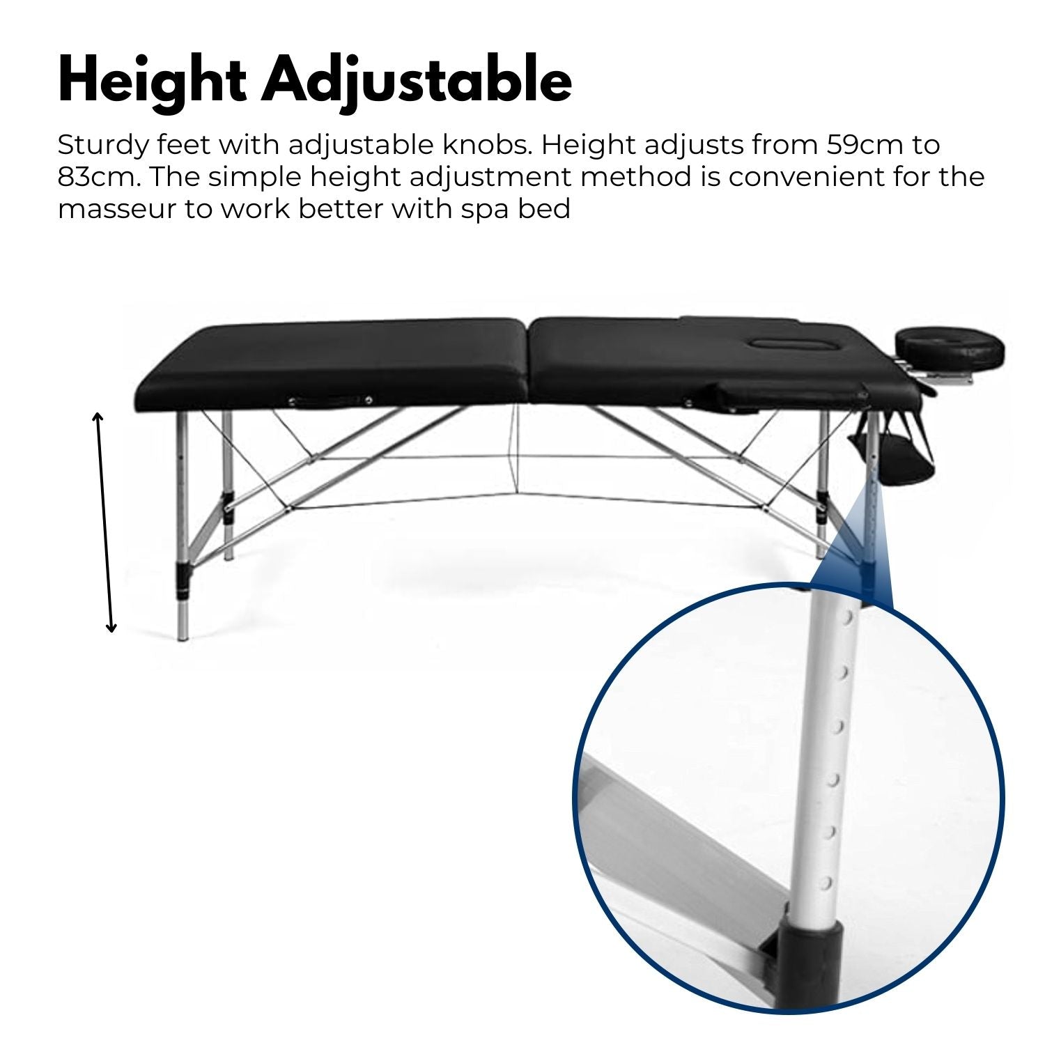 ONIREST 2 Fold Adjustable Portable Massage Bed (Black)