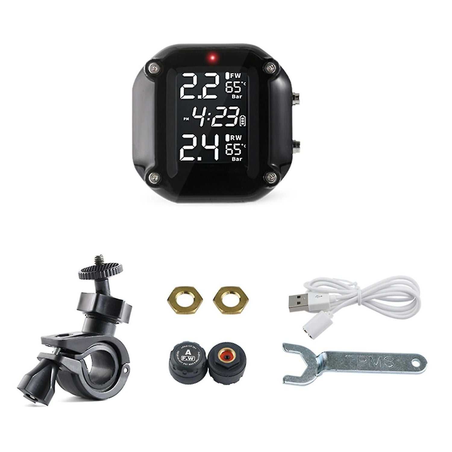 Waterproof Motorcycle TPMS with 2 Sensors - Rynomate