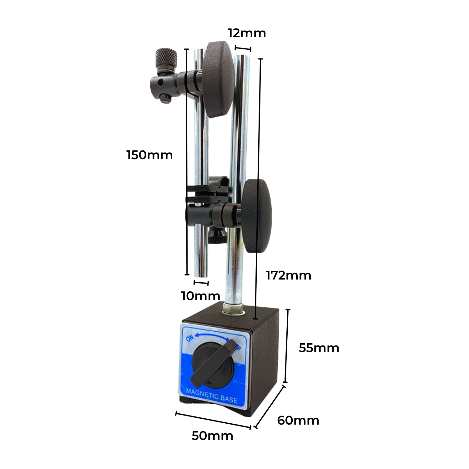 Powerful Magnetic Base Dial Indicator Gauge Set, 0-10mm, 0.01mm Accuracy, Adjustable Chrome Arm, 22pcs Indicator Points, Blue RYNOMATE