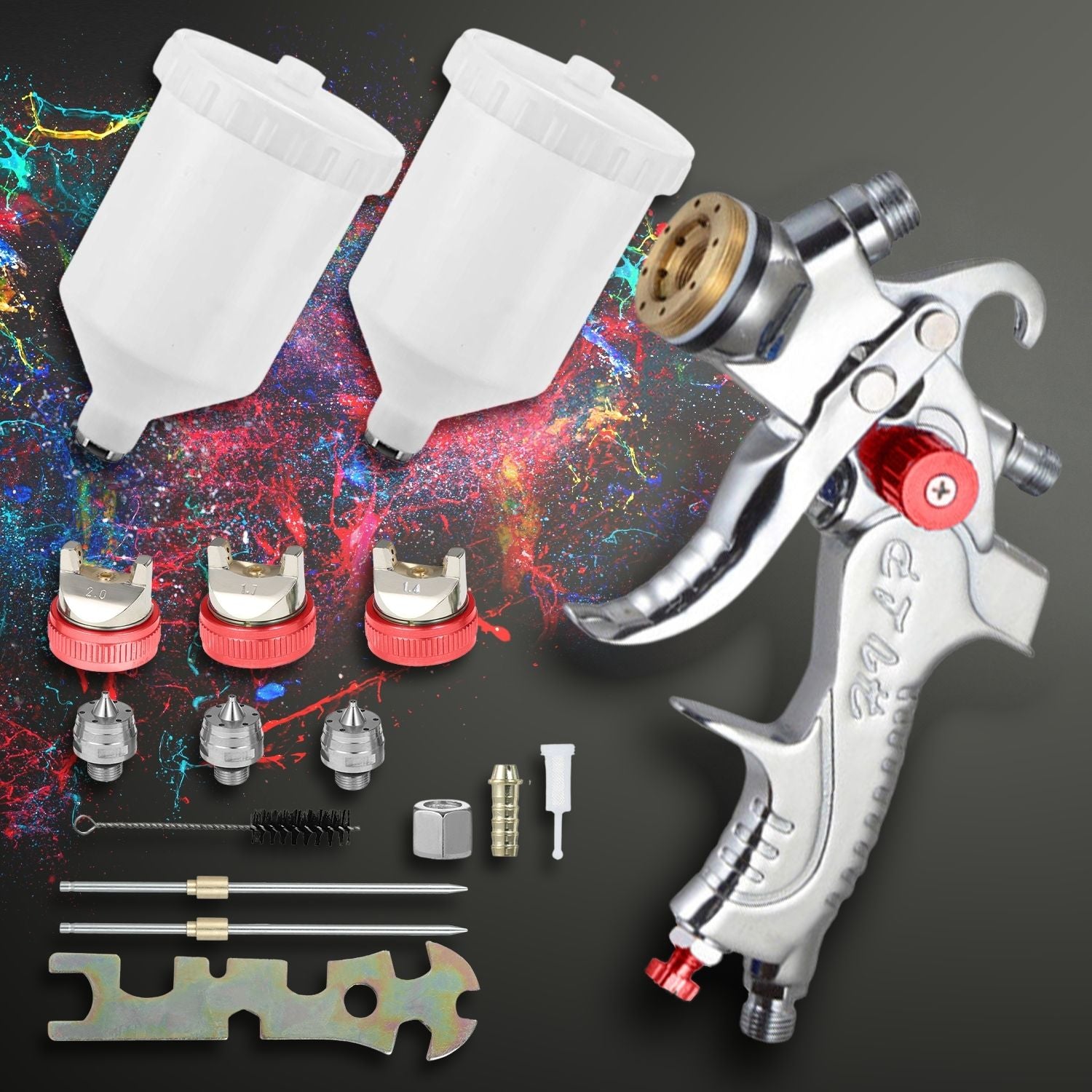 Durable Chrome-Plated Air Spray Paint Gun Kit, RYNOMATE