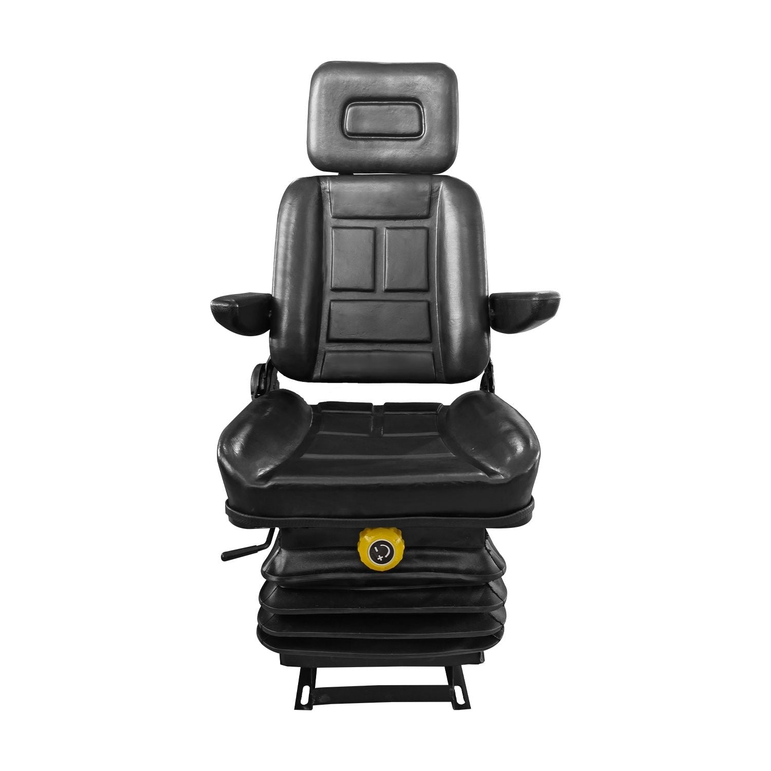 RYNOMATE Adjustable Suspension Seat with Foldable Armrest for Heavy Machinery (Black)