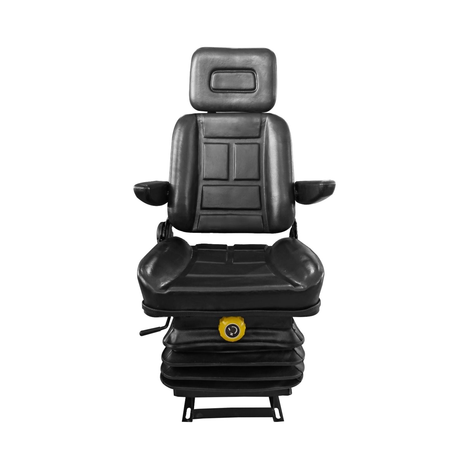 RYNOMATE Adjustable Suspension Seat with Foldable Armrest for Heavy Machinery (Black)