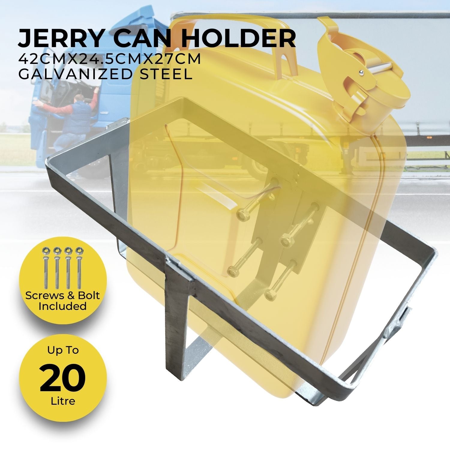 Heavy-Duty 20L Galvanized Jerry Can Holder for 4x4 Trailer