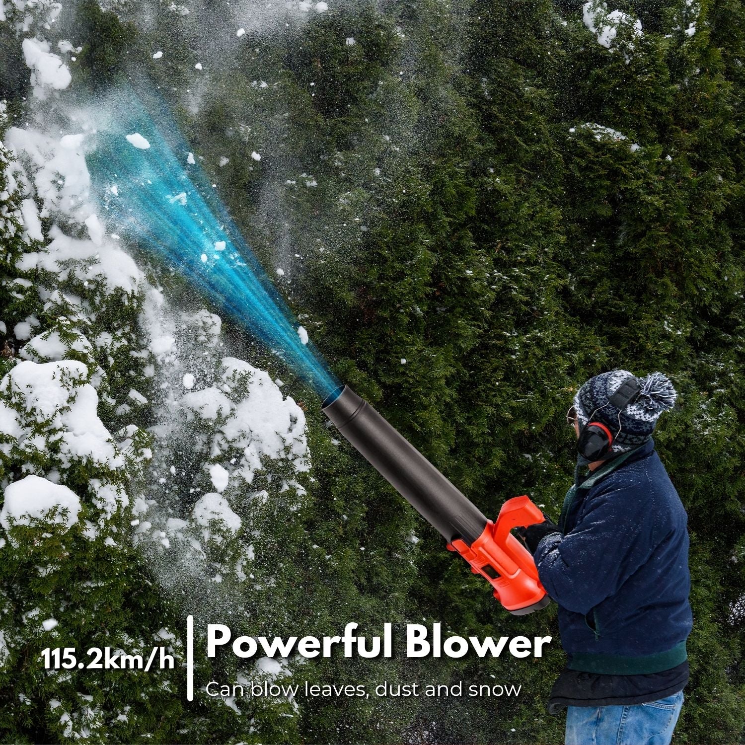 18V Cordless Leaf Blower, 6-Speed, Lithium Battery - RYNOMATE