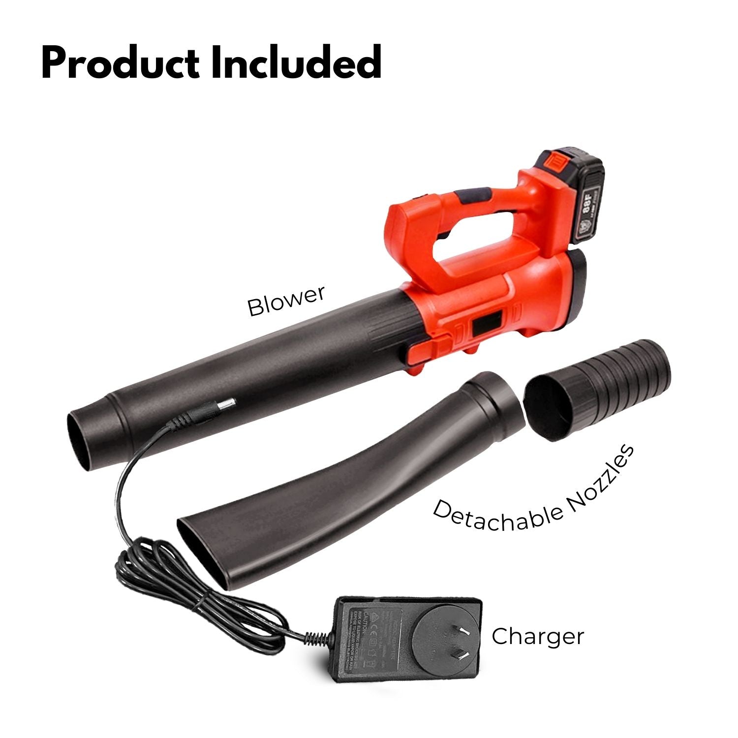 18V Cordless Leaf Blower, 6-Speed, Lithium Battery - RYNOMATE