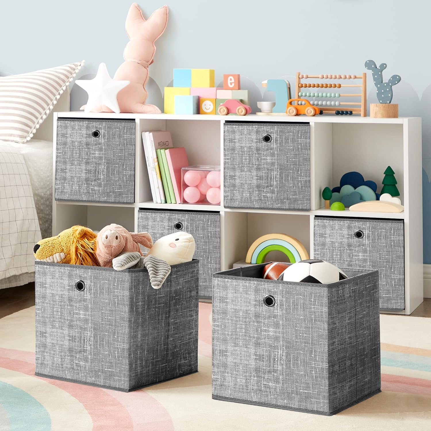SONGMICS Storage Boxes 6 packs Non-Woven Fabric Grey