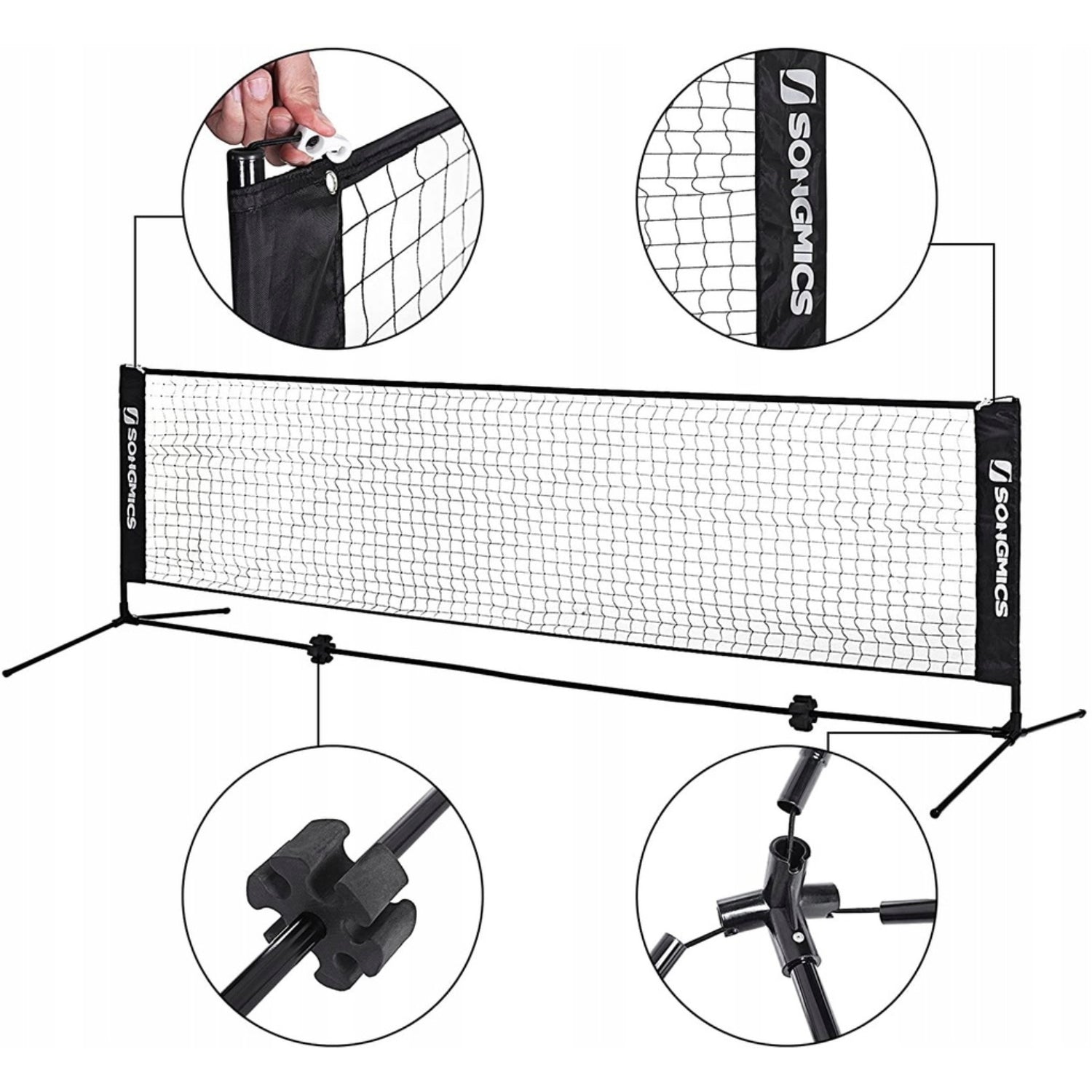 SONGMICS 5m Portable Tennis Badminton Net Black