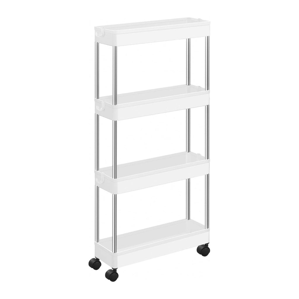 Slim 4-Tier Rolling Storage Cart, Hooks, Lockable Wheels, SONGMICS