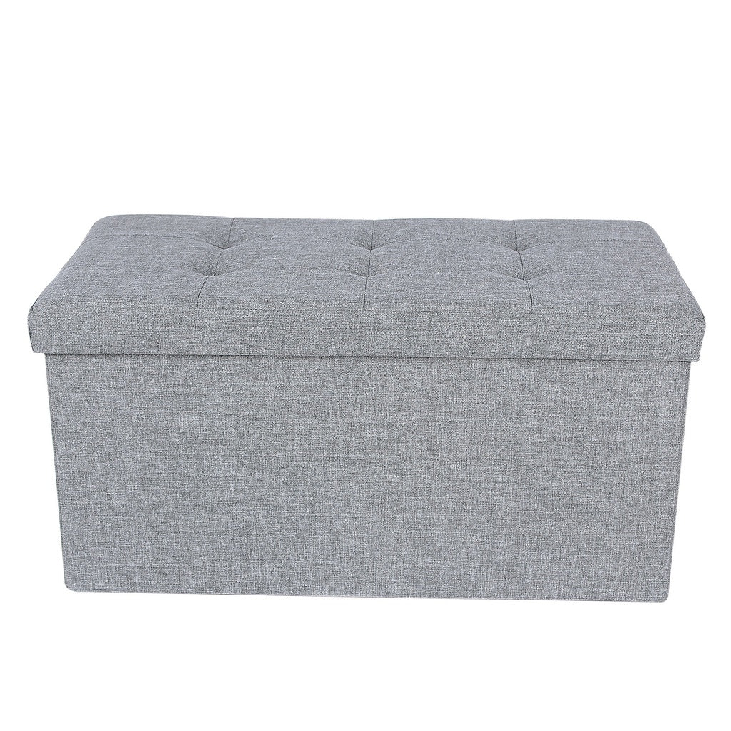 80L Light Gray Folding Storage Ottoman Bench, 300Kg Capacity