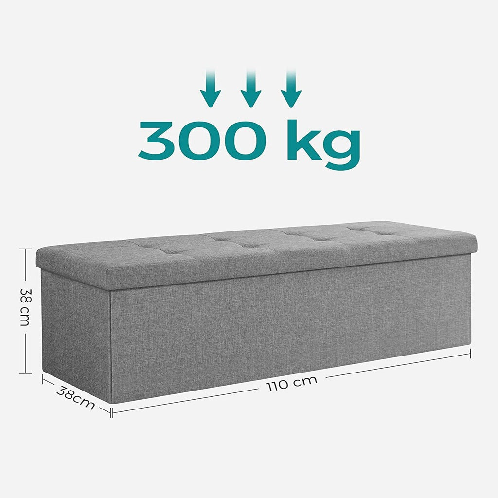 Tufted Ottoman Bench with 120L Storage, Light Grey - SONGMICS