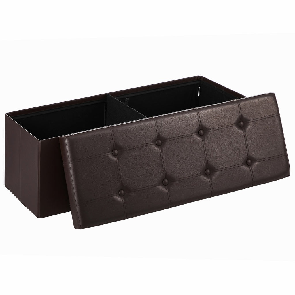 Brown Folding Ottoman Bench, 120L Storage, MDF Frame - SONGMICS