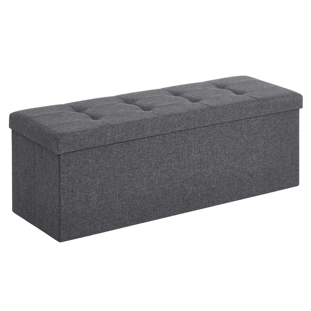 Dark Gray Folding 110cm Storage Ottoman Bench - 300kg Capacity SONGMICS