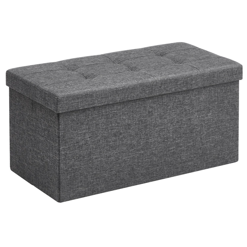 Dark Gray Foldable Storage Ottoman Bench with Seat, 80L by SONGMICS