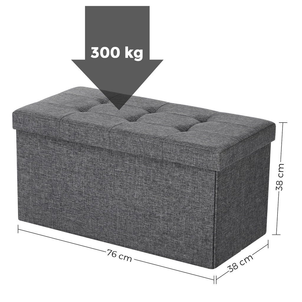 Dark Gray Foldable Storage Ottoman Bench with Seat, 80L by SONGMICS