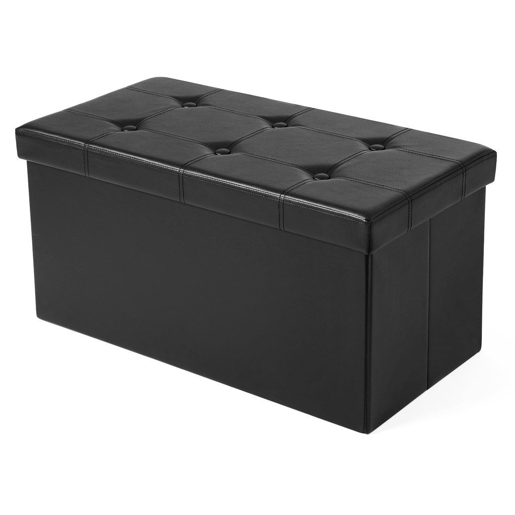 80L Folding Storage Ottoman Bench, MDF Frame, Black - SONGMICS