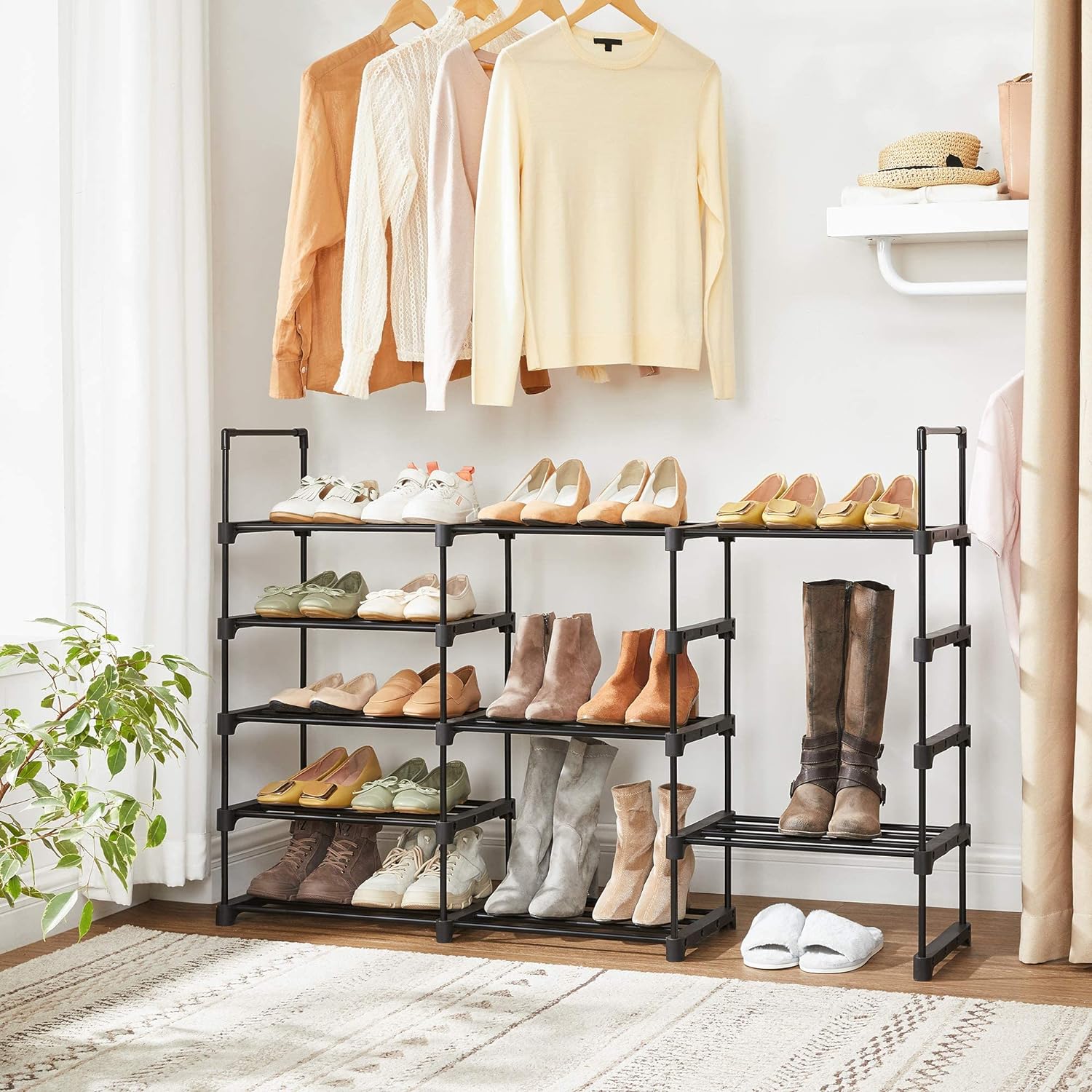 Durable 5-Tier Metal Shoe Rack for 10 Pairs, Easy Assembly - SONGMICS