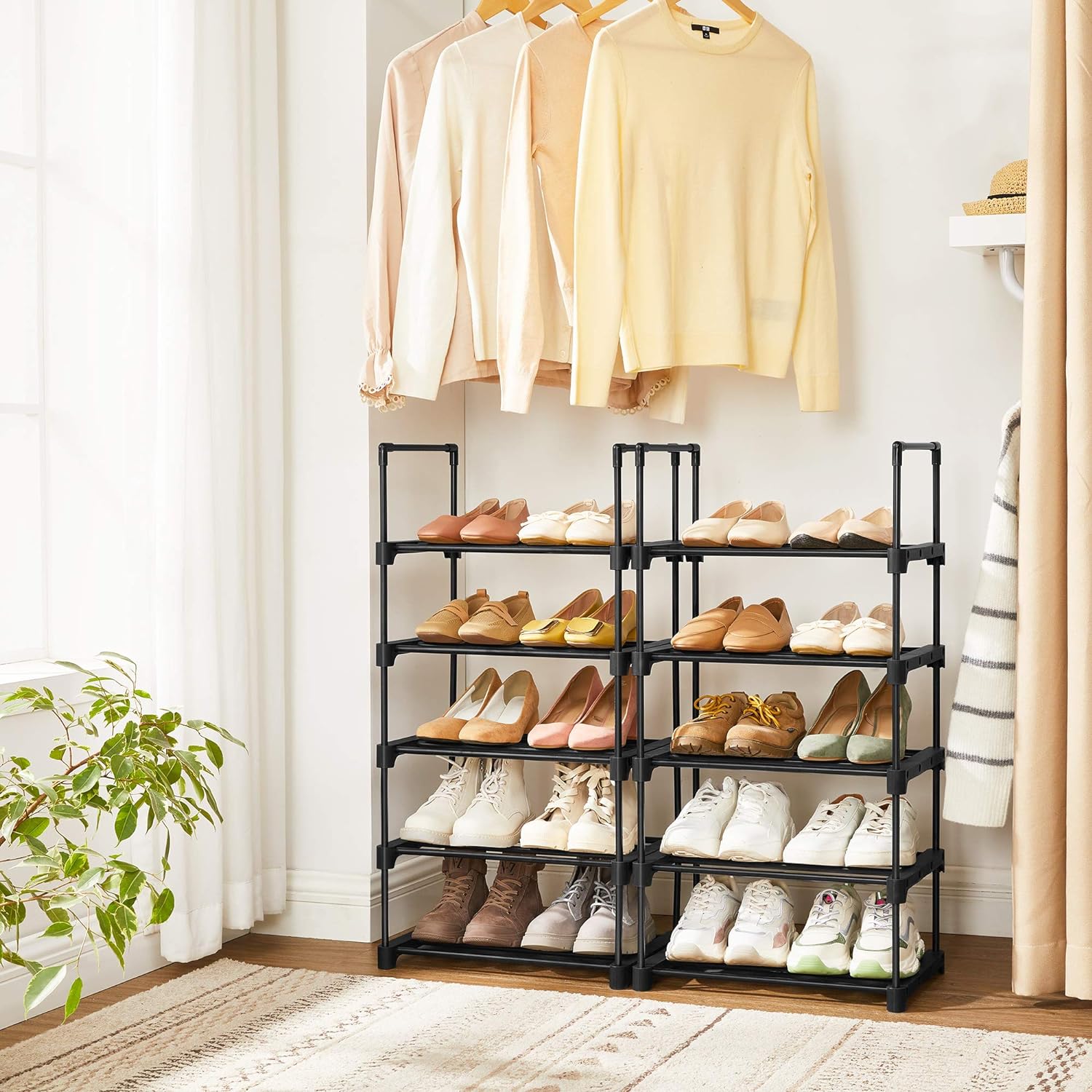 Durable 5-Tier Metal Shoe Rack for 10 Pairs, Easy Assembly - SONGMICS