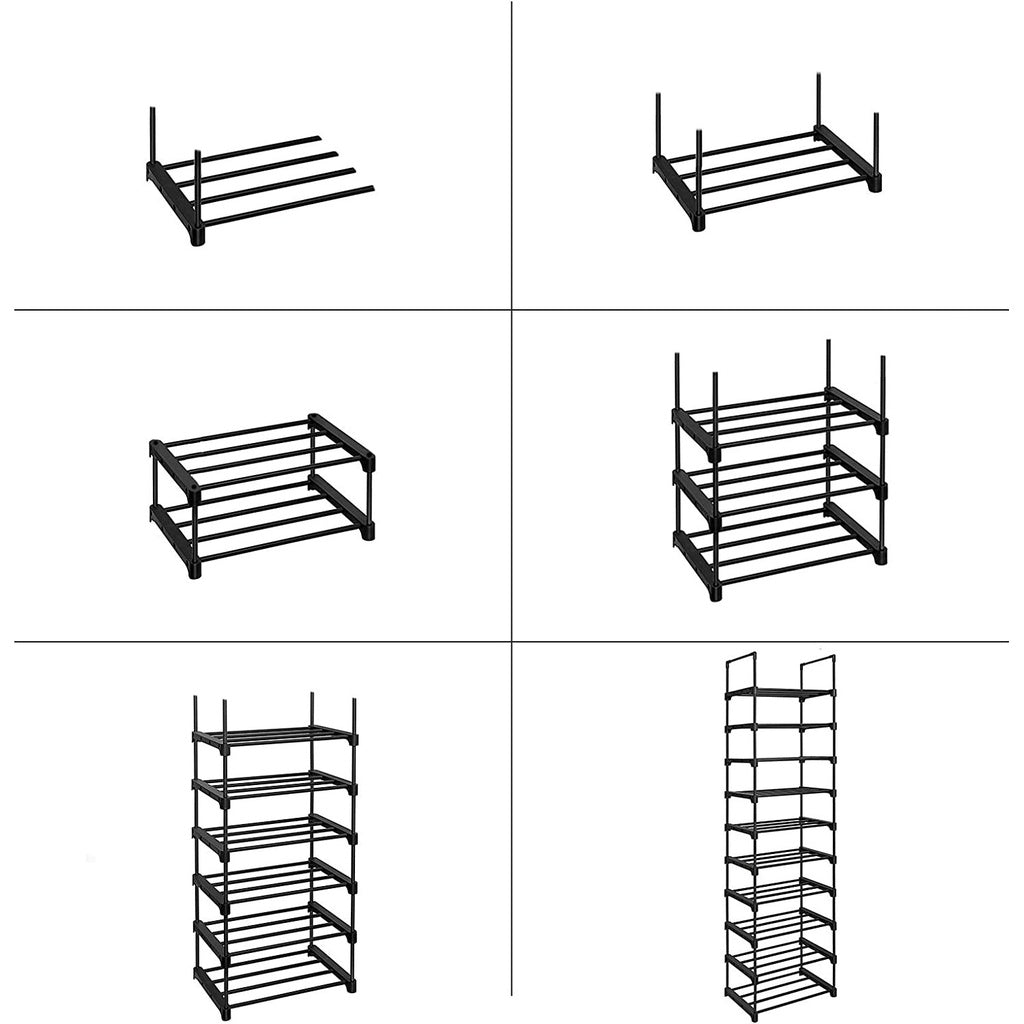 10-Tier Customizable Metal Shoe Rack, 5kg/Shelf, Black - SONGMICS