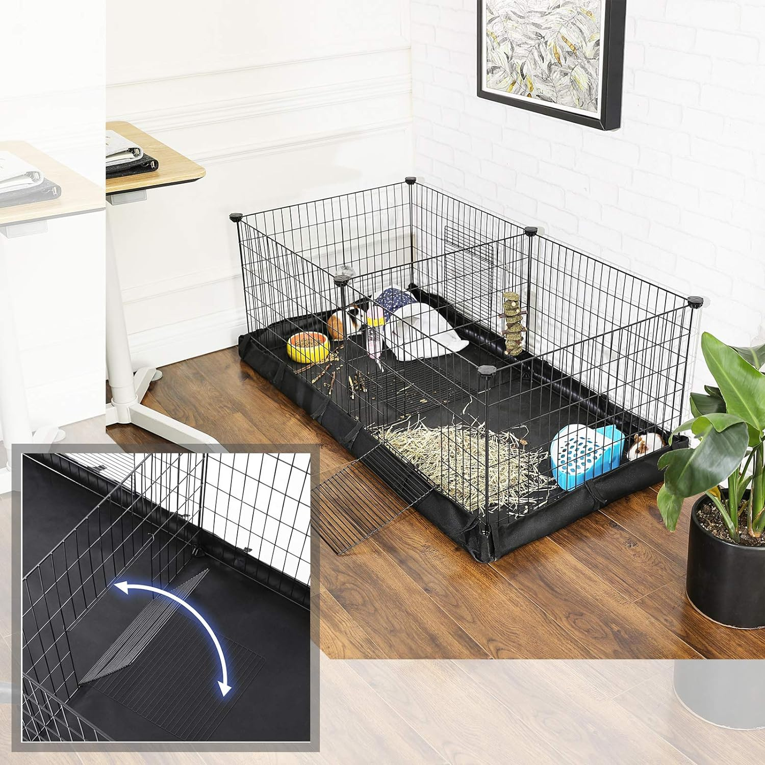 Spacious Divider Pet Playpen with Floor Mat - SONGMICS