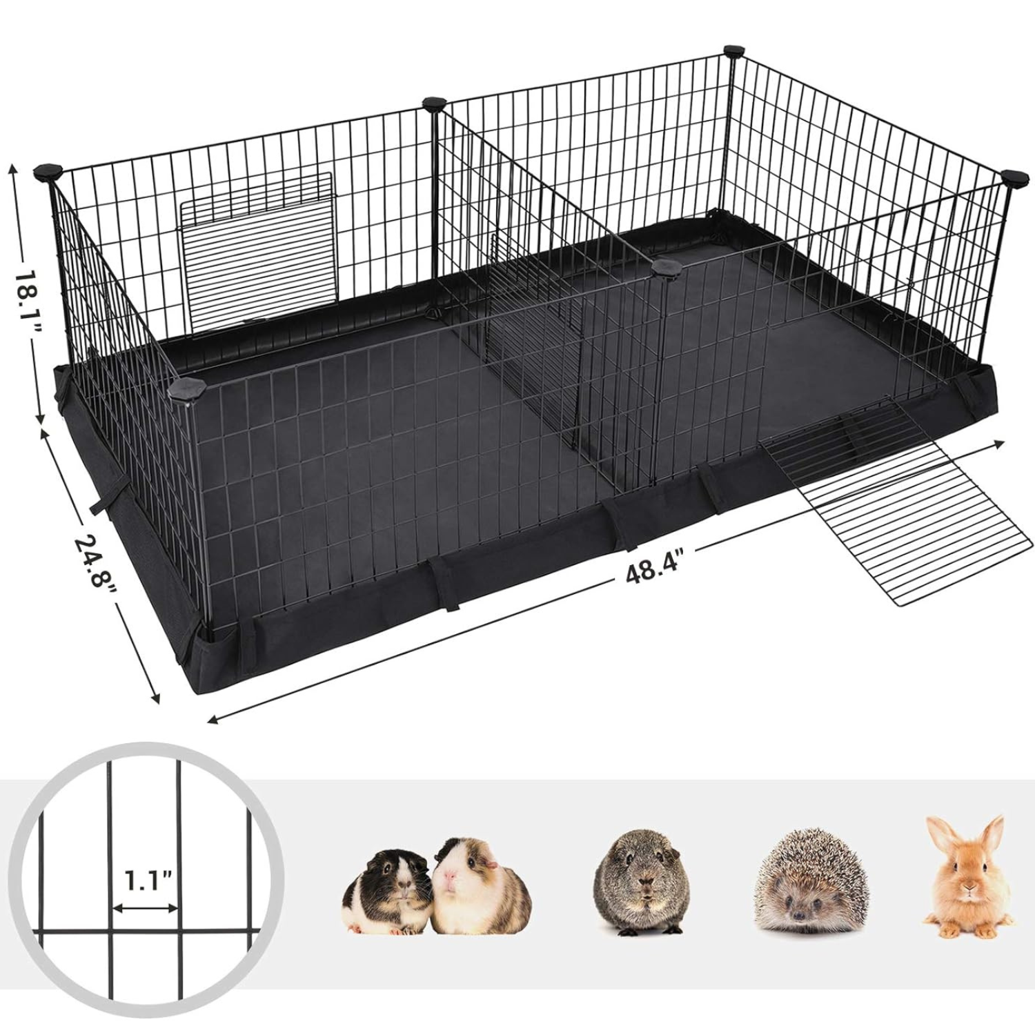 Spacious Divider Pet Playpen with Floor Mat - SONGMICS