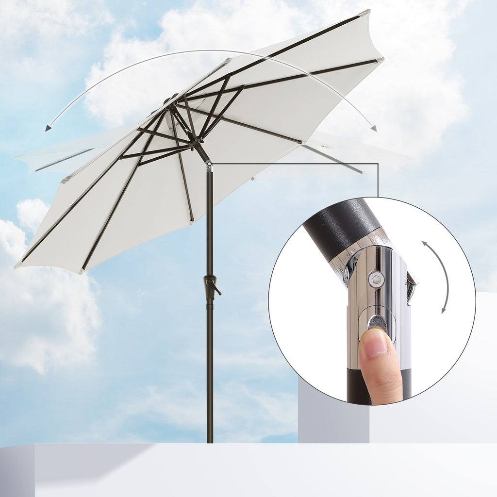 Solar White Patio Umbrella w/ 32 LED Lights, UV Protection