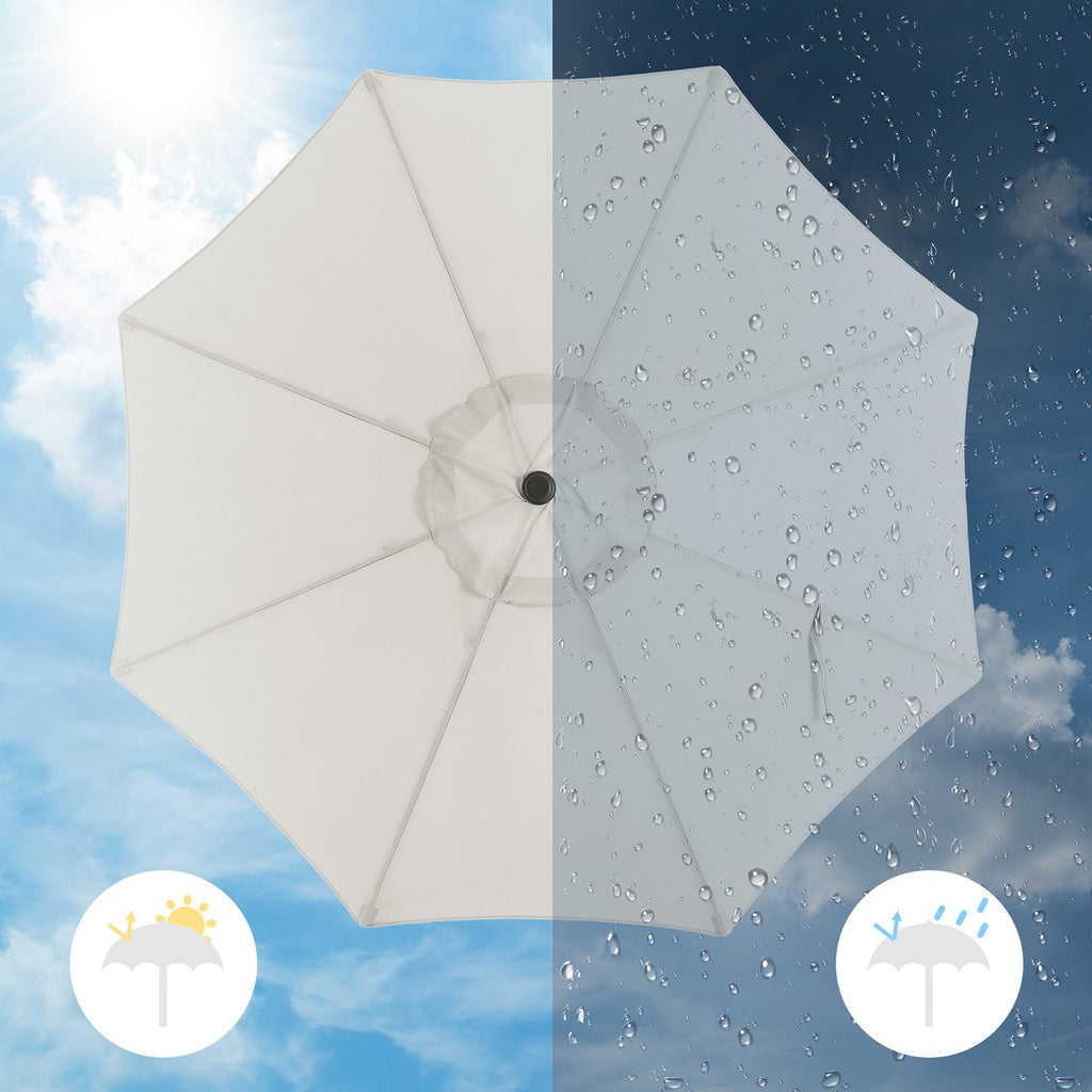 Solar White Patio Umbrella w/ 32 LED Lights, UV Protection