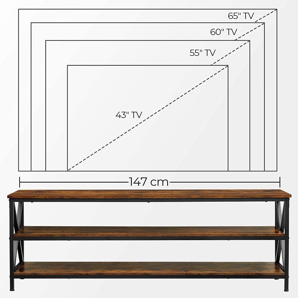 Rustic TV Shelf Cabinet for 65" TVs with Storage - VASAGLE