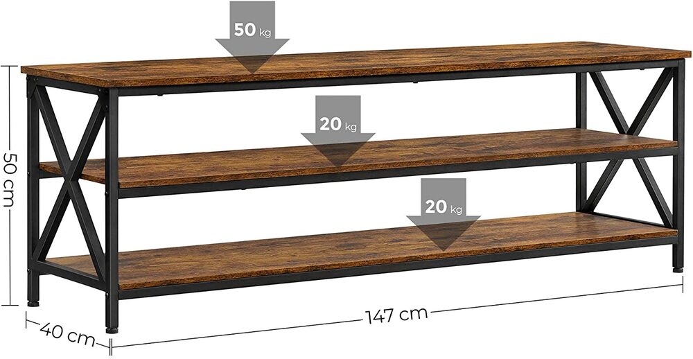 Rustic TV Shelf Cabinet for 65" TVs with Storage - VASAGLE