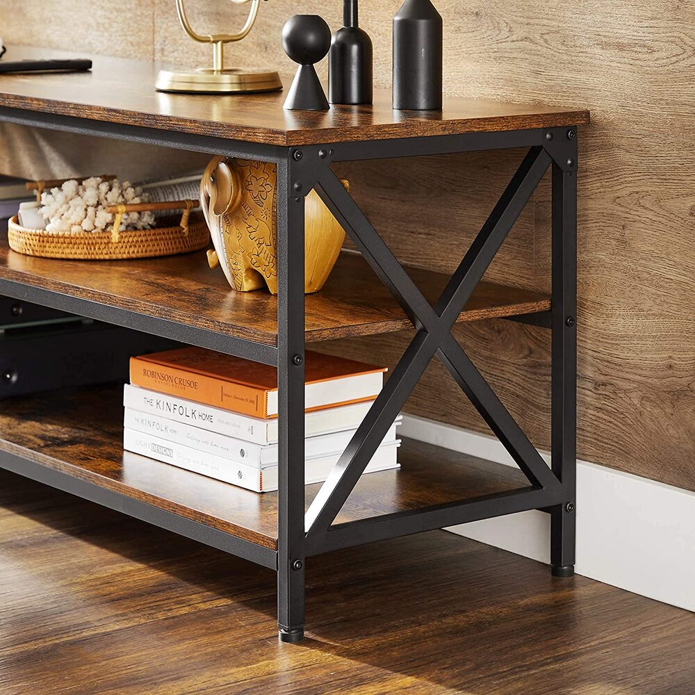 Rustic TV Shelf Cabinet for 65" TVs with Storage - VASAGLE