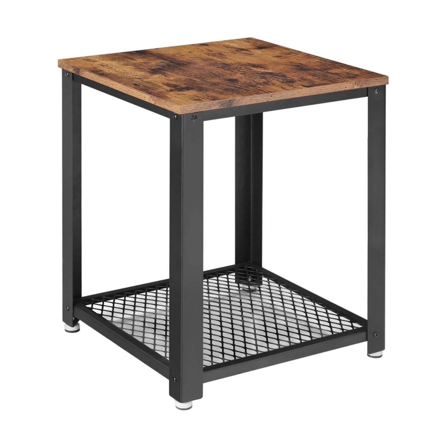 VASAGLE Coffee Table with Mesh Shelf Rustic Brown and Black