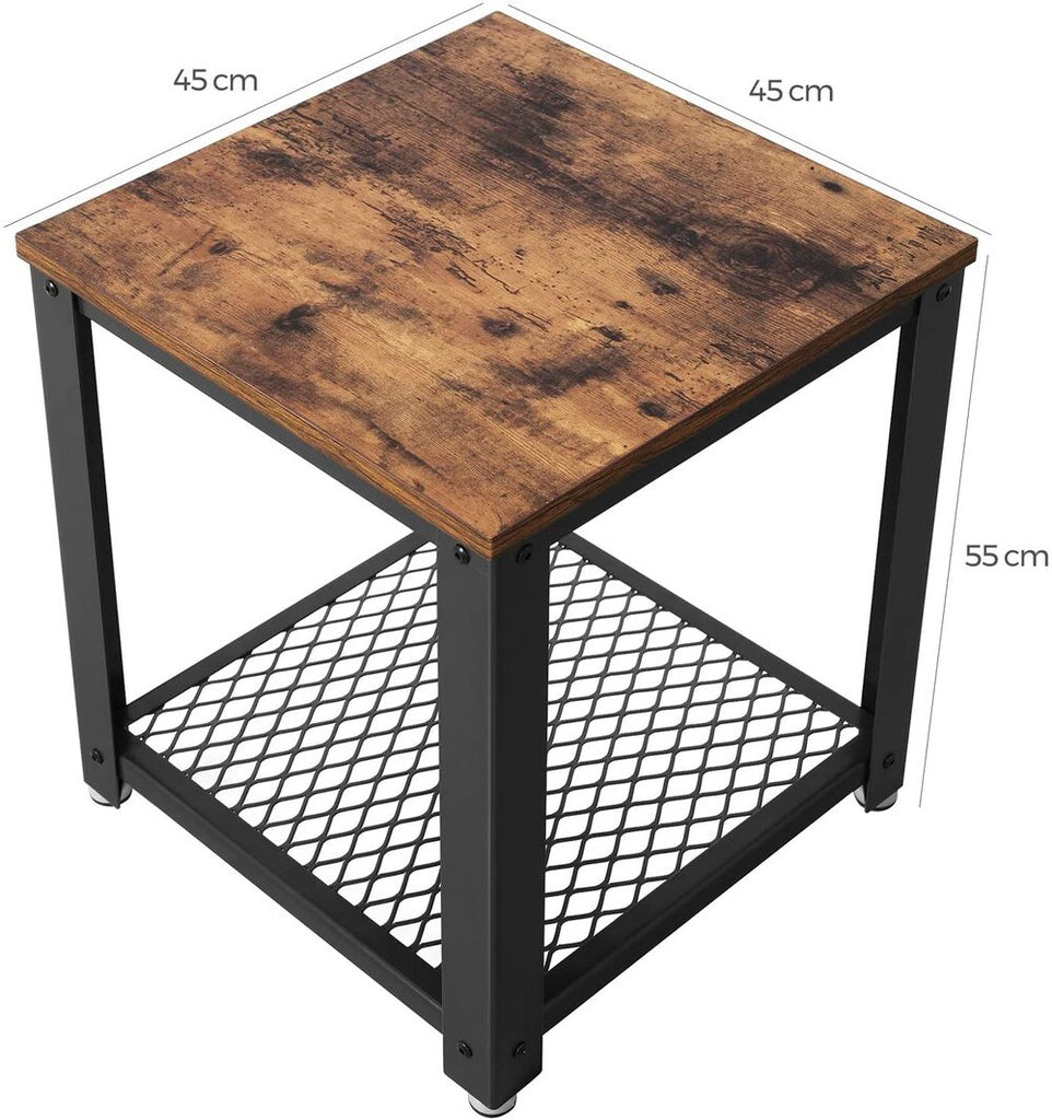 Rustic Brown Coffee Table with Mesh Shelf, 20kg Capacity, VASAGLE