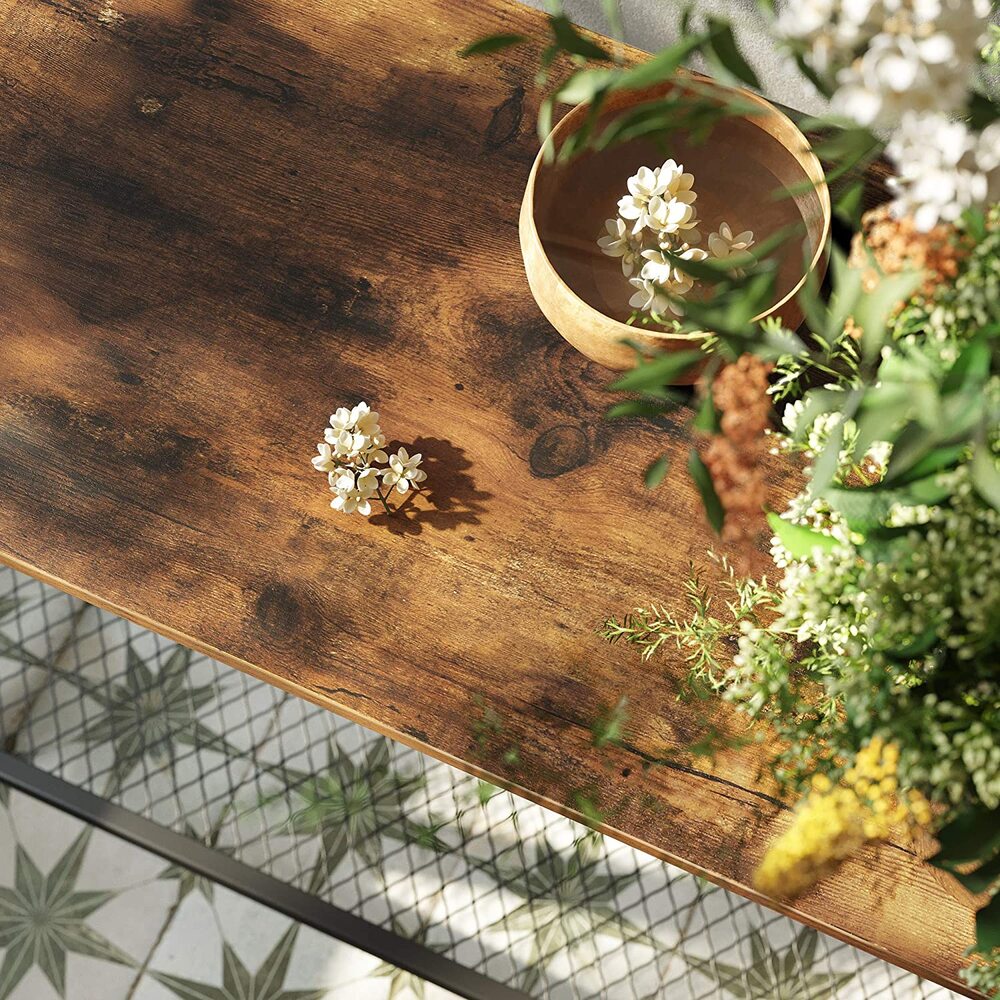 Rustic Brown Console Table, Storage Shelf, Water-Resistant