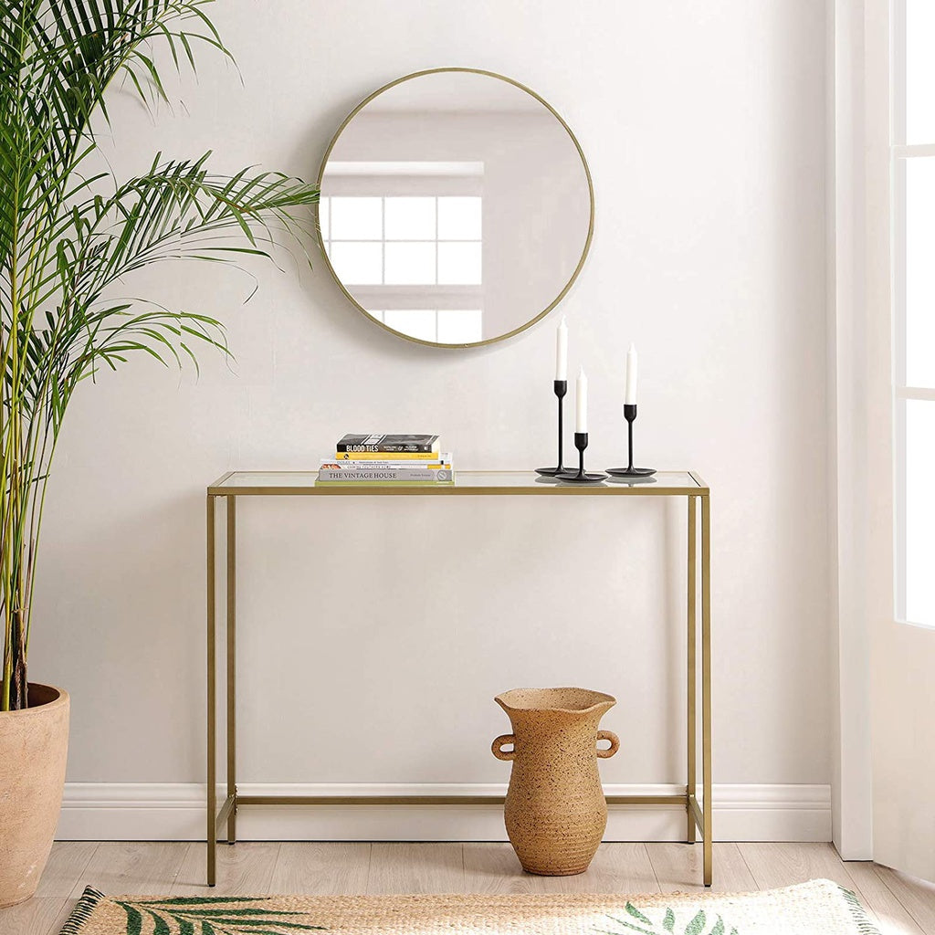 VASAGLE Console Table with Tempered Glass Golden