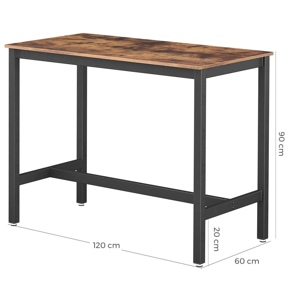 VASAGLE Bar Table Industrial Kitchen Table Dining Table With Solid Metal Frame for Cocktails Bar Party Cellar Restaurant Living Room Wood Look