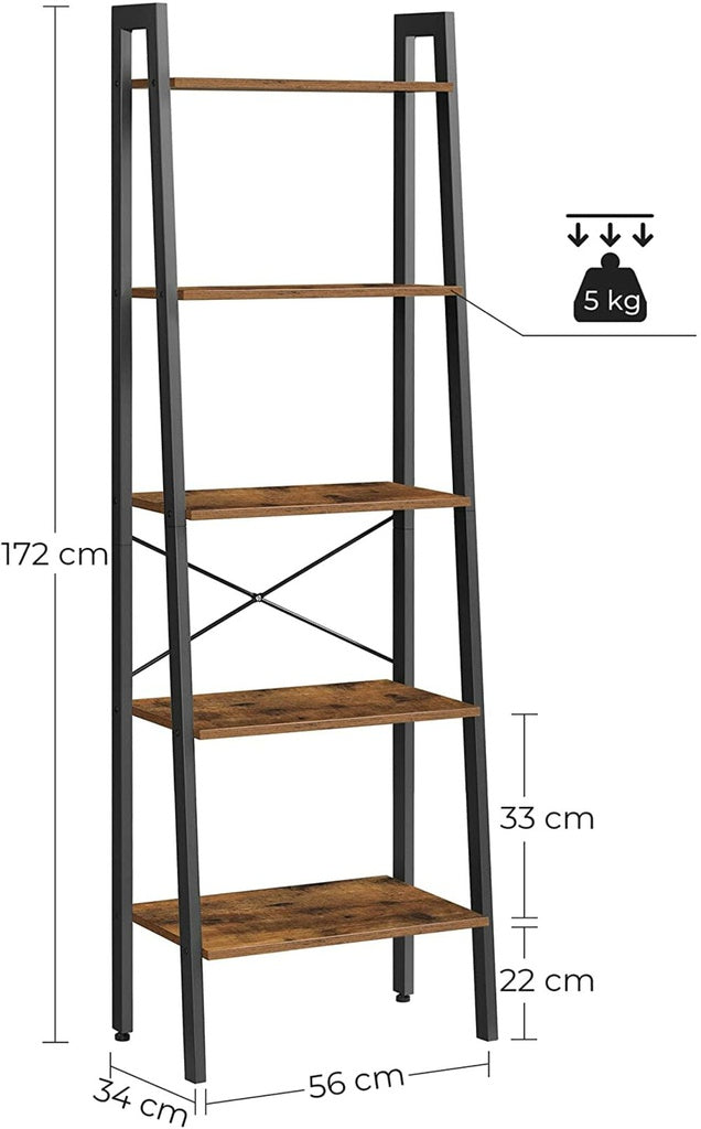 VASAGLE Ladder Shelf 5-Tier Rustic Brown