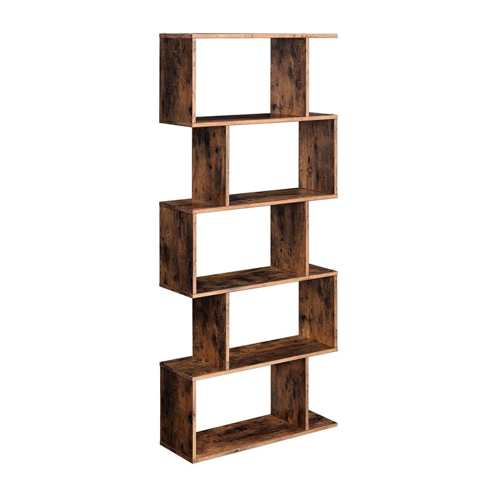 VASAGLE 5-Tier Bookshelf Display Shelf and Room Divider Freestanding Decorative Storage Shelving Rustic Brown