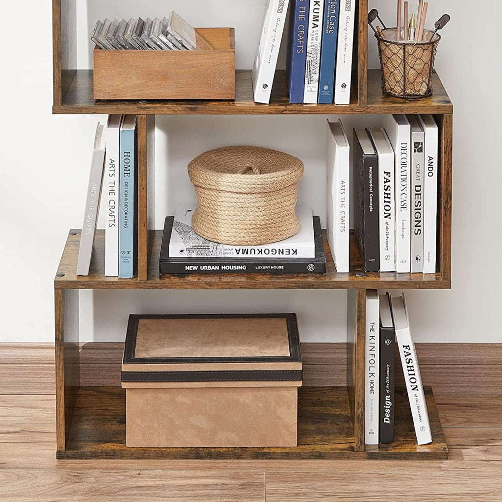 5-Tier Rustic Brown Freestanding Bookshelf with Anchor SECURE