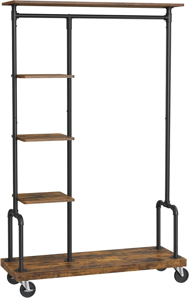 Heavy-Duty Rolling Clothes Rack with Shelves - VASAGLE