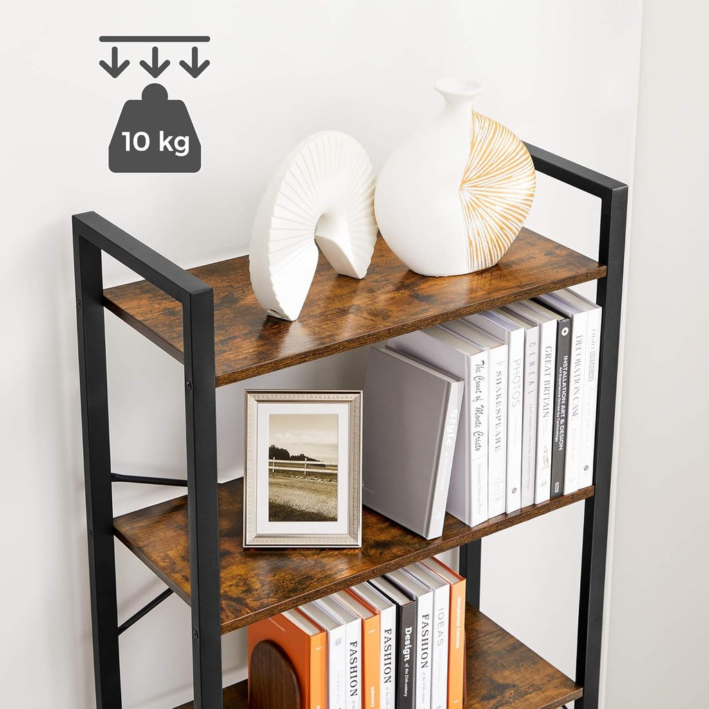 VASAGLE 6-Tier Bookcase Storage Shelf Industrial Design Vintage Brown Black