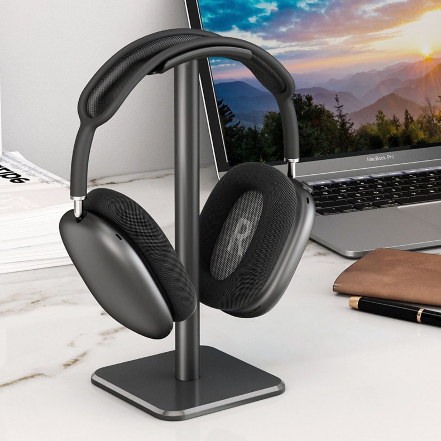 Aluminum Headphone Stand, Black, Gaming, Wireless | VOCTUS