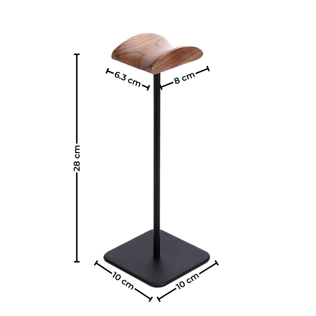 Premium Walnut & Aluminum Headset Stand, Black - Voctus