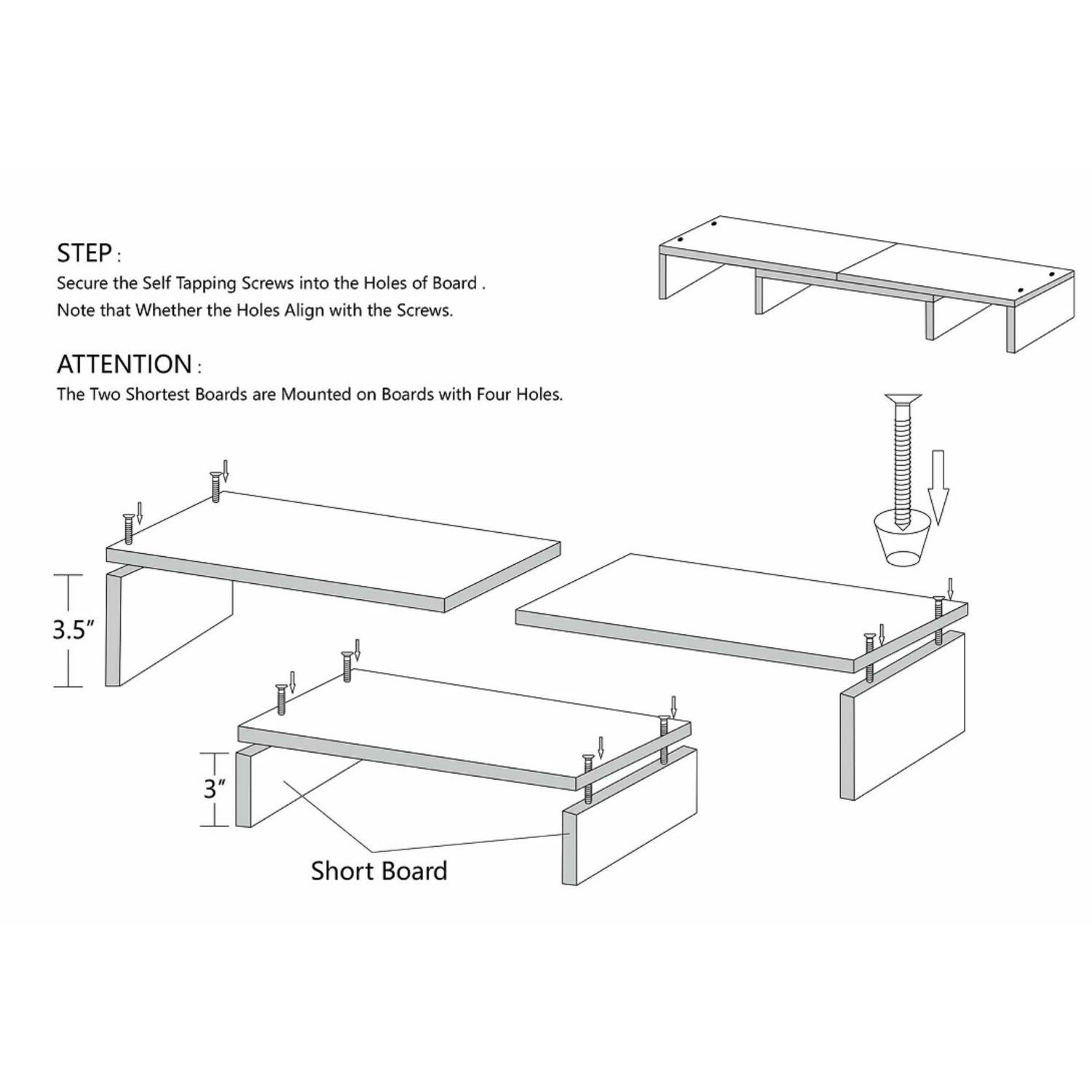 Ergonomic 3 Shelf Monitor Stand, Adjustable Angle, 20kg, Voctus