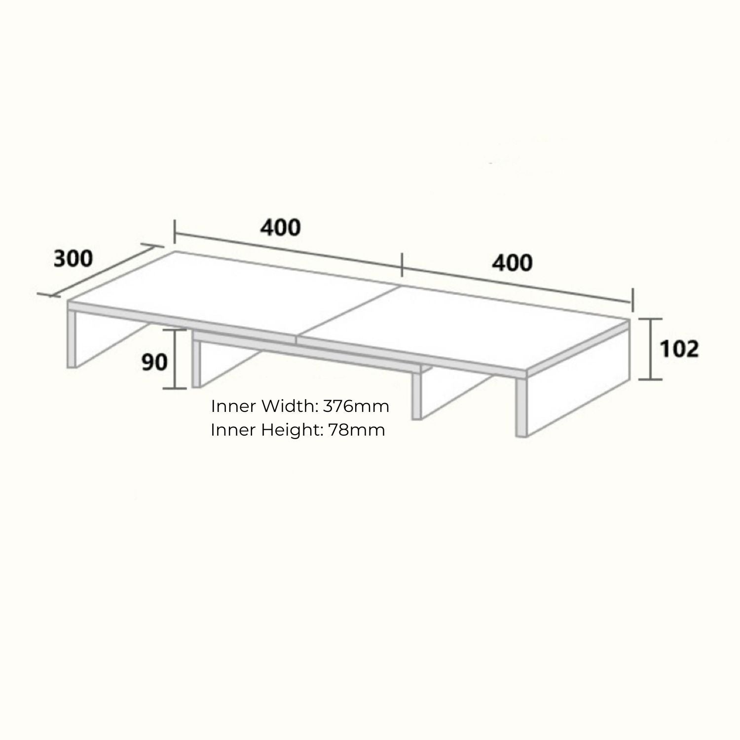 Ergonomic 3 Shelf Monitor Stand, Adjustable Angle, 20kg, Voctus