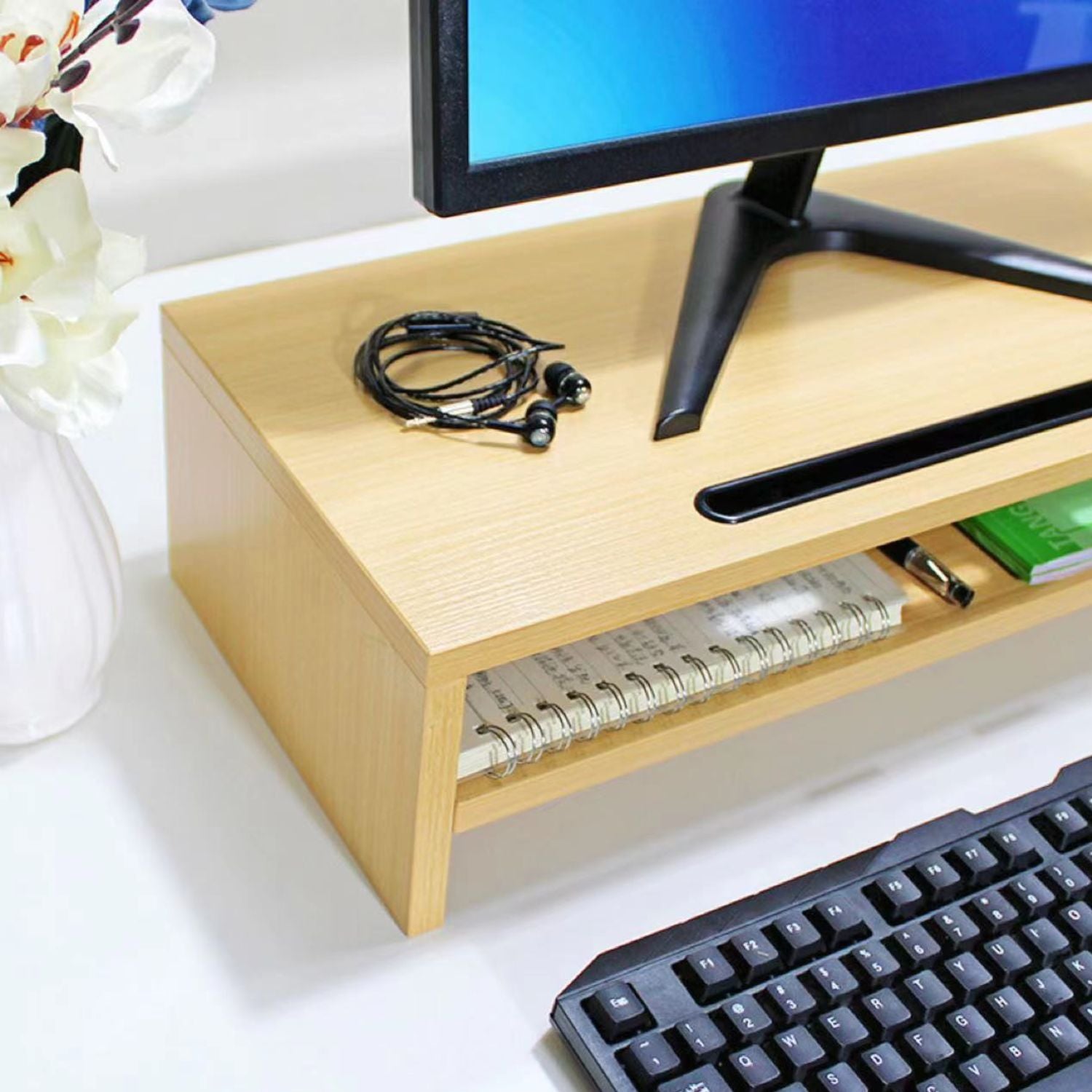 Ergonomic 2-Tier Monitor Stand, Desktop Organizer, MDF, Voctus