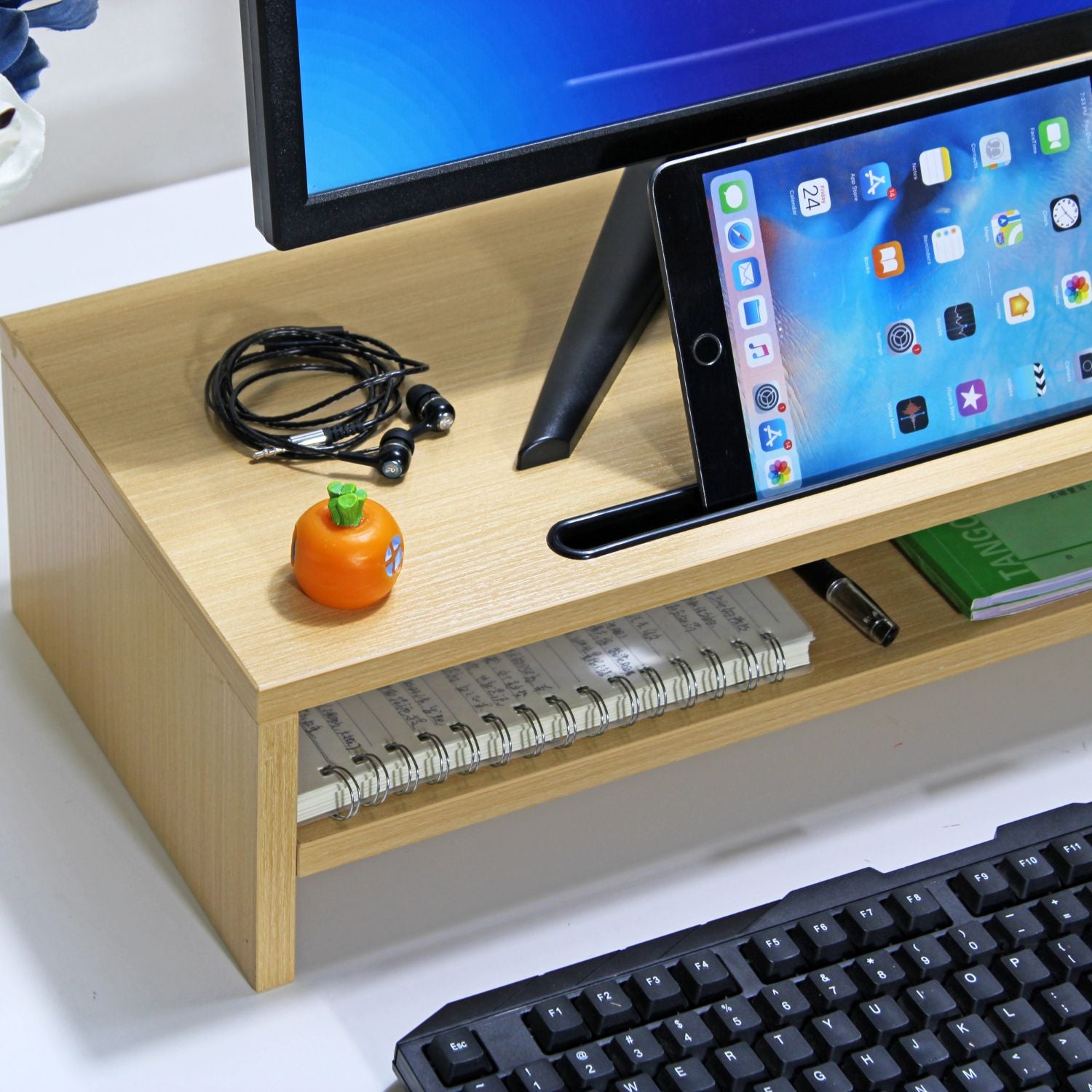 Ergonomic 2-Tier Monitor Stand, Desktop Organizer, MDF, Voctus