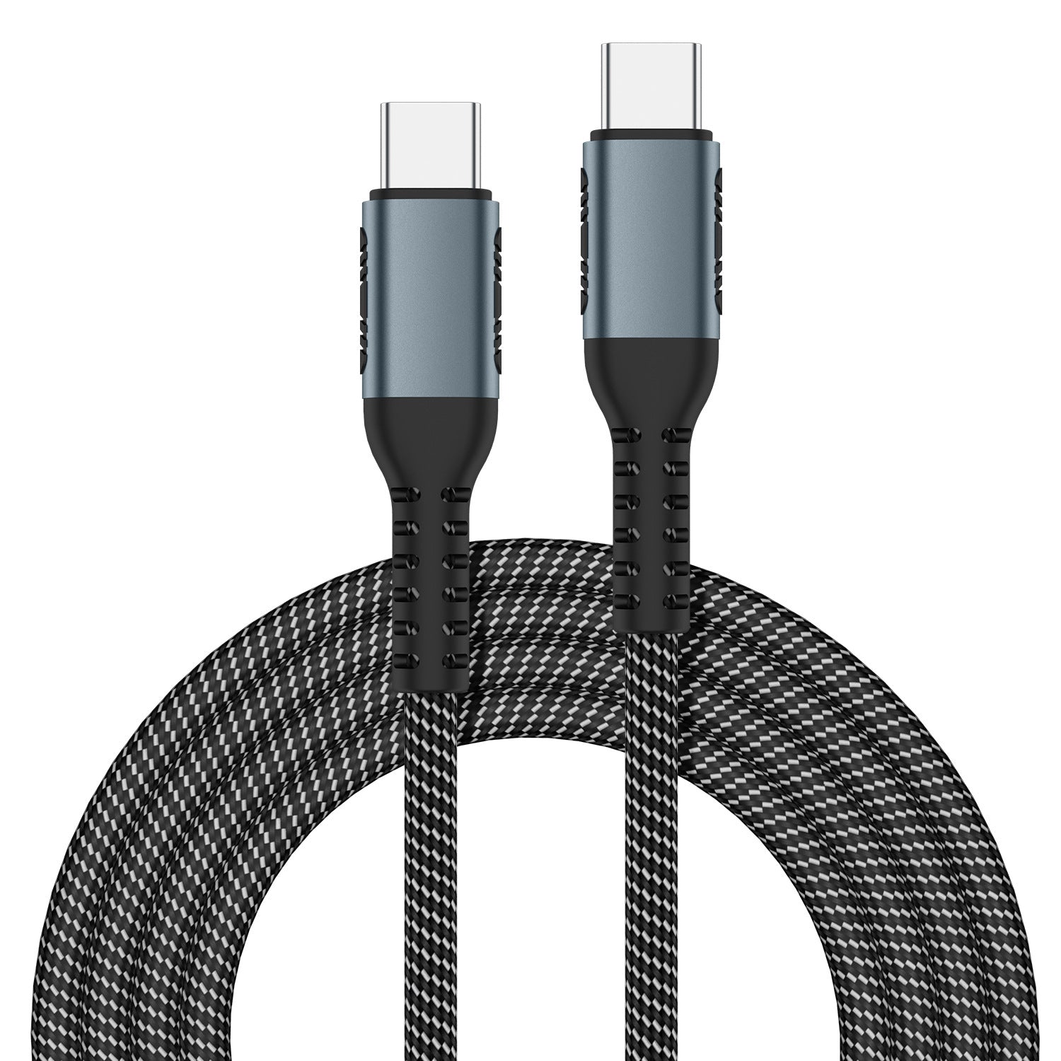 High-Speed 100W Type C Cable 2m, Nylon Braided, Data Transfer, VOCTUS