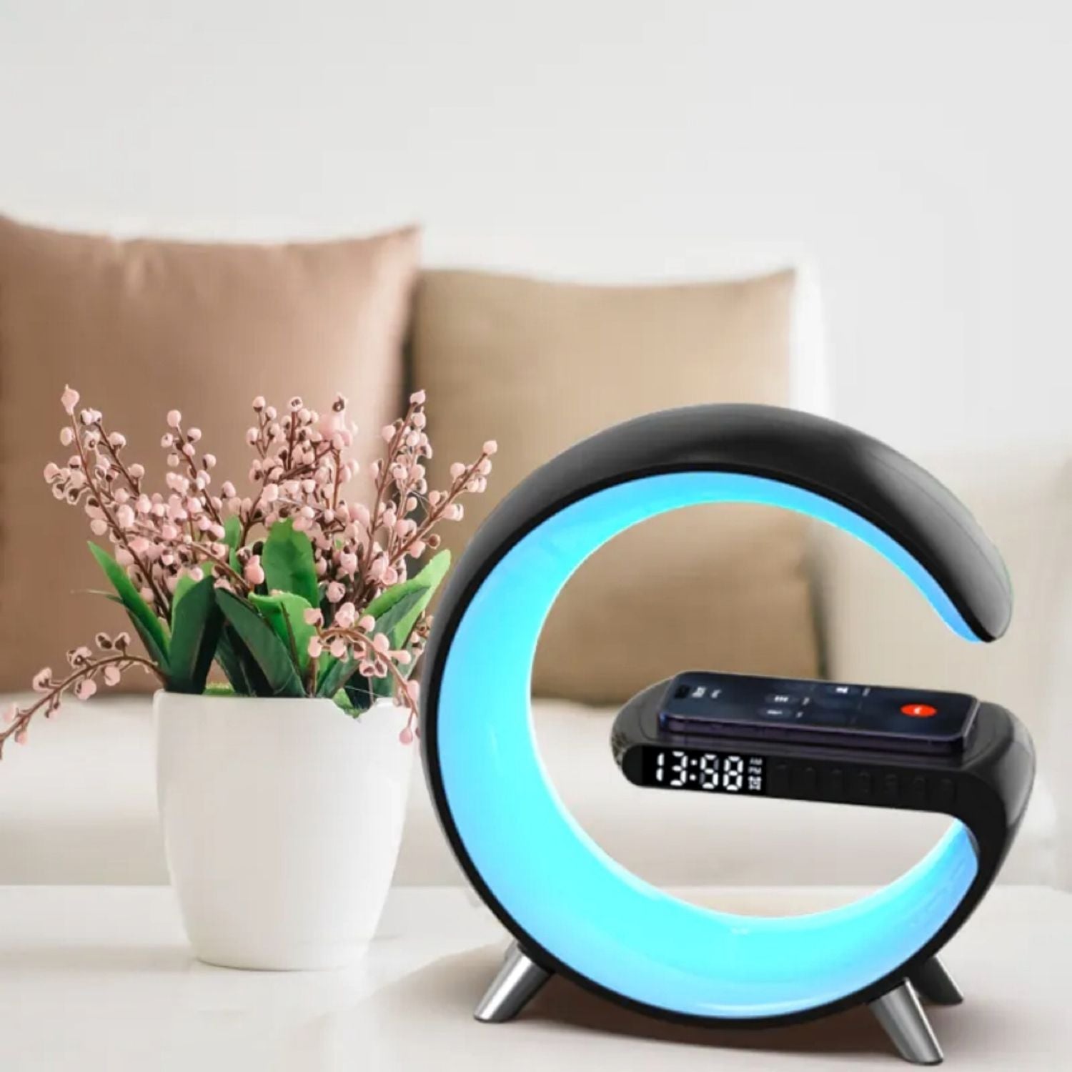 Multifunctional Bedside Lamp with Wireless Charger, Speaker, Clock - VOCTUS