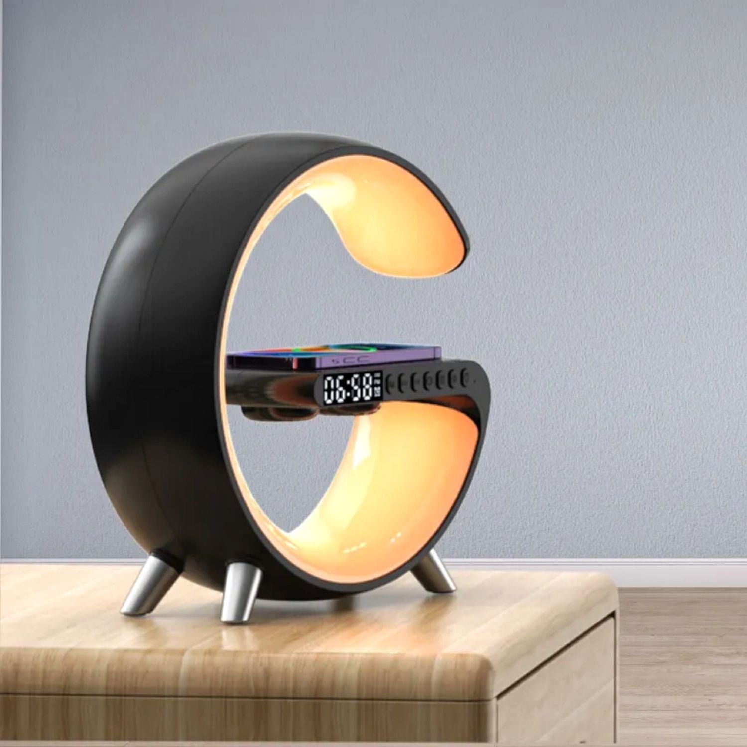 Multifunctional Bedside Lamp with Wireless Charger, Speaker, Clock - VOCTUS