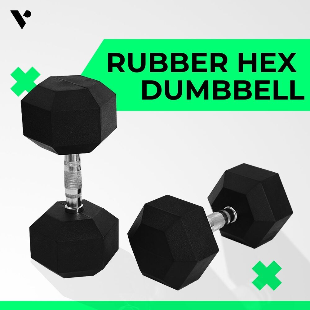 VERPEAK Rubber Hex Dumbbells (5KG x 2)