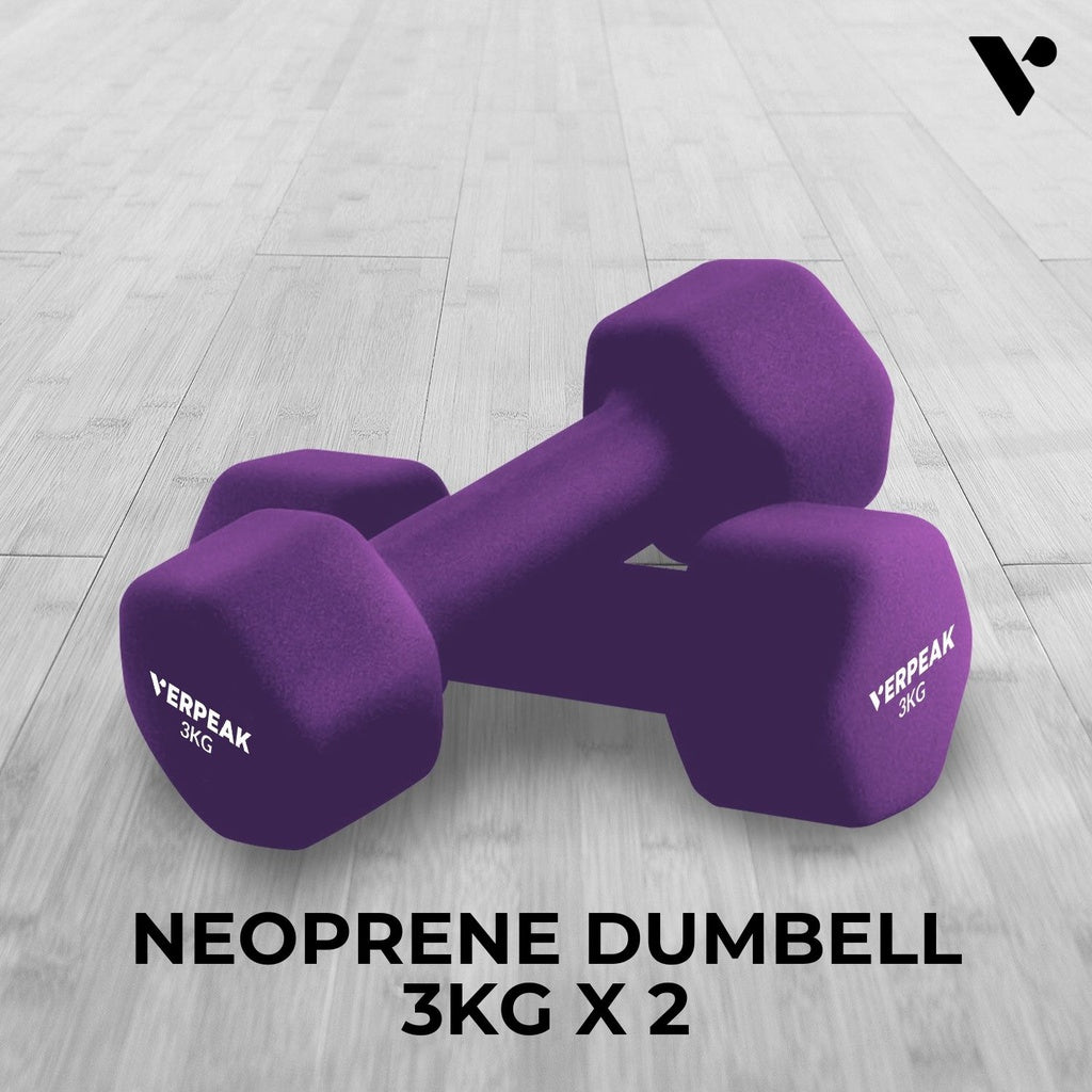 Verpeak Neoprene Dumbbell 3kg x 2 Purple